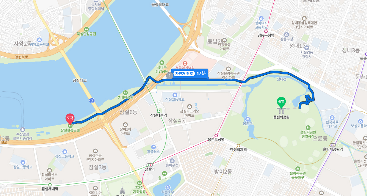 서울자전거 따릉이 - 코스 상세보기